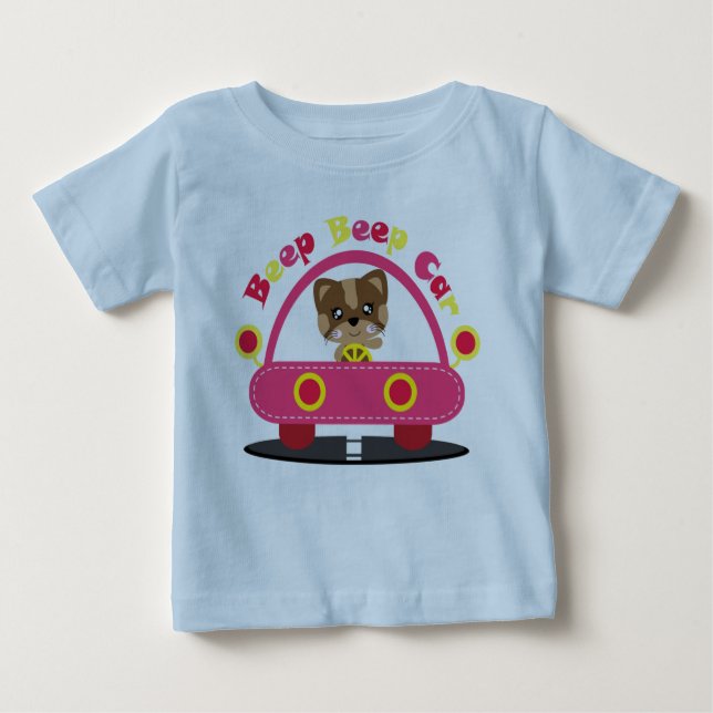 Personalise Bright Headlights Beep Beep Look Out  Baby T-Shirt (Front)