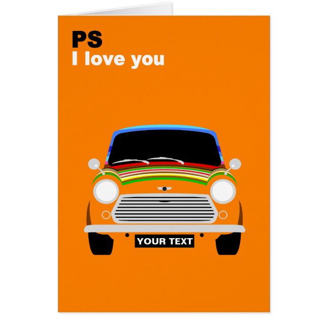 Personalise British Austin Mini Cooper car (Front)