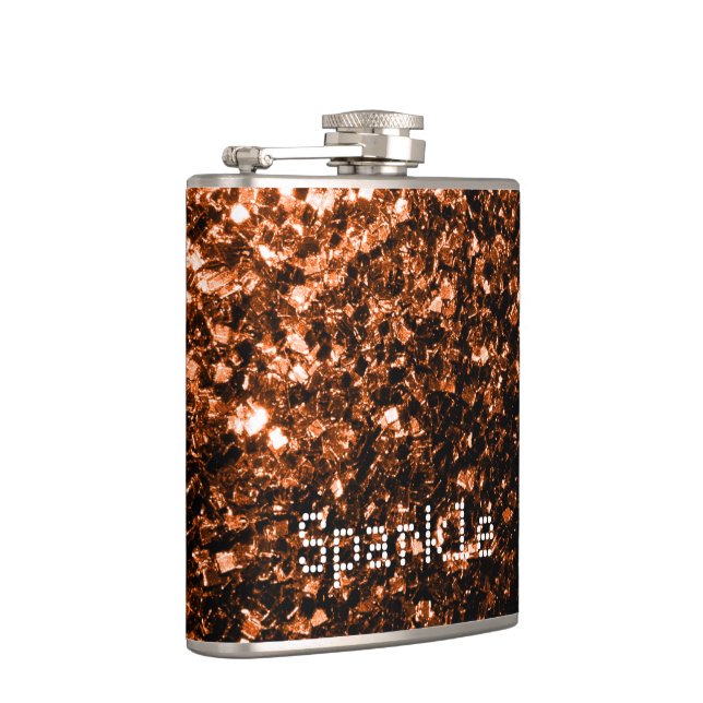 Personalise Bronze glitters sparkles Hip Flask (Right)