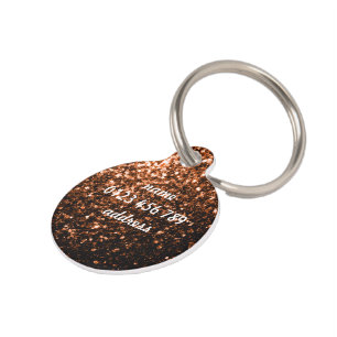 Personalise Bronze Orange Brown glitters sparkles Pet Tag