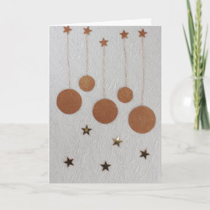 Personalise Bronze ornaments, gold stars Holiday Card