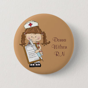 Personalise Brunette Nurse Gifts! 6 Cm Round Badge