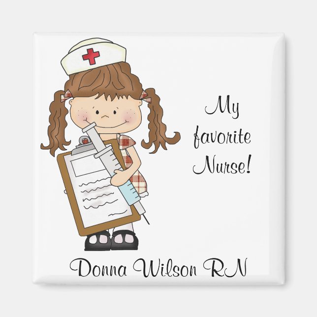 Personalise Brunette Nurse Gifts! Magnet (Front)