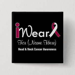 Personalise Burgundy & White Head Neck Cancer 15 Cm Square Badge