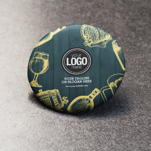 Personalise Business Dark Green Brewery Theme 10 Cm Round Badge