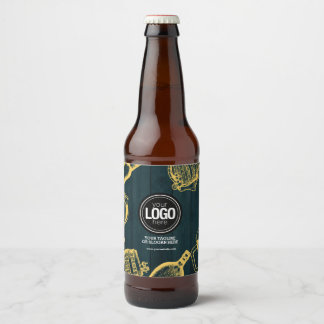 Personalise Business Dark Green Brewery Theme Beer Bottle Label