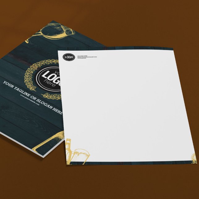 Personalise Business Dark Green Brewery Theme Custom Letterhead (Creator Uploaded)