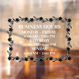 Personalise Business Hours Decorative Floral Door 