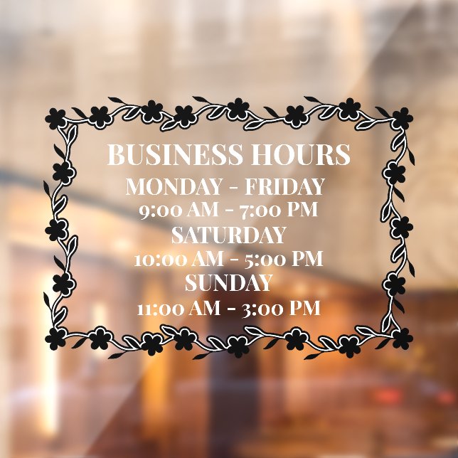 Personalise Business Hours Decorative Floral Door  (Sheet 2)