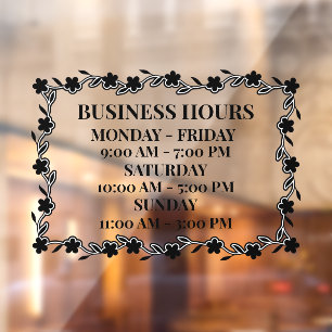 Personalise Business Hours Decorative Floral Door