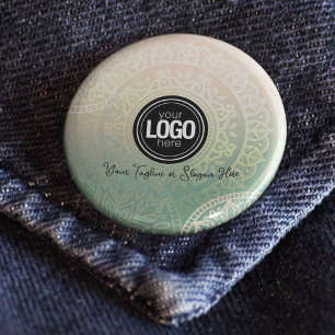 Personalise Business Logo Elegant Green Yoga 6 Cm Round Badge