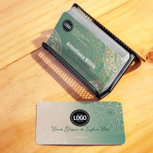 Personalise Business Logo   Elegant Green Yoga Card