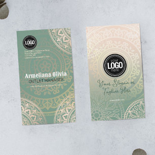 Personalise Business Logo   Elegant Green Yoga Card