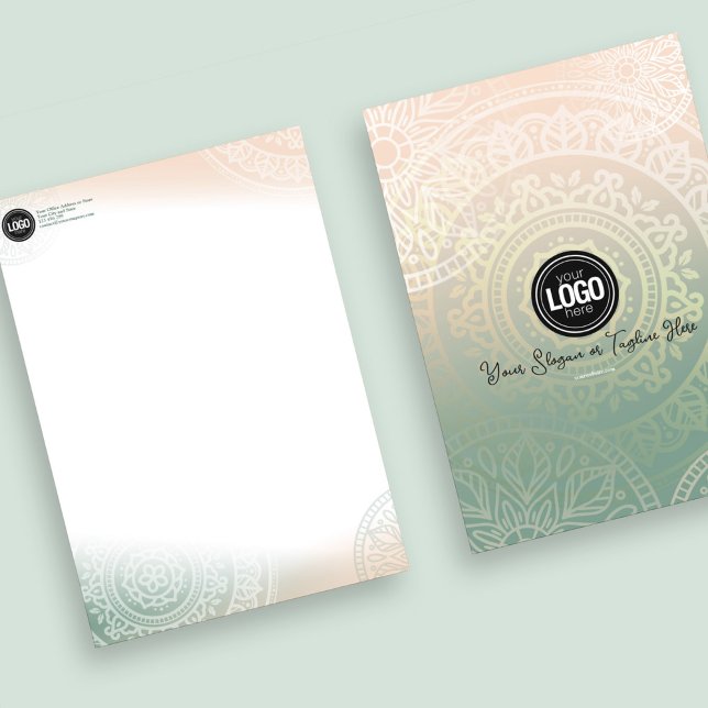 Personalise Business Logo | Elegant Green Yoga Custom Letterhead (Creator Uploaded)