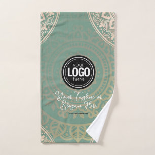 Personalise Business Logo Elegant Green Yoga Hand Towel
