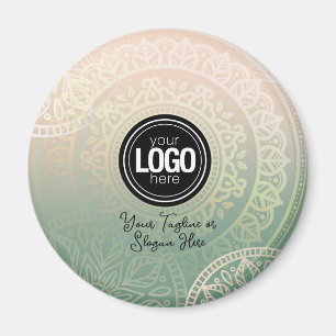 Personalise Business Logo   Elegant Green Yoga Magnet