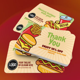 Personalise Business Logo   Hamburger Hotdog Theme Discount Card