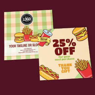 Personalise Business Logo   Hamburger Hotdog Theme Discount Card