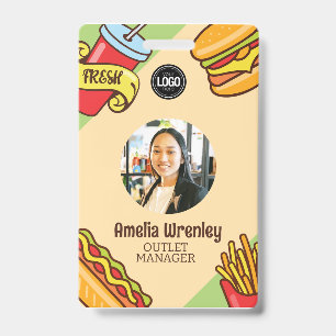 Personalise Business Logo Hamburger Hotdog Theme ID Badge