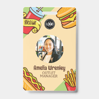 Personalise Business Logo | Hamburger Hotdog Theme ID Badge