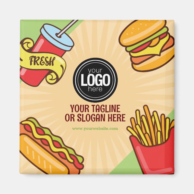 Personalise Business Logo | Hamburger Hotdog Theme Magnet (Front)