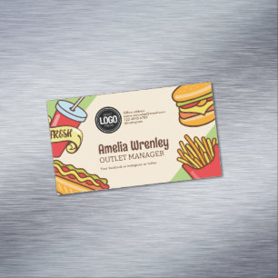 Personalise Business Logo   Hamburger Hotdog Theme Magnetic Business Card
