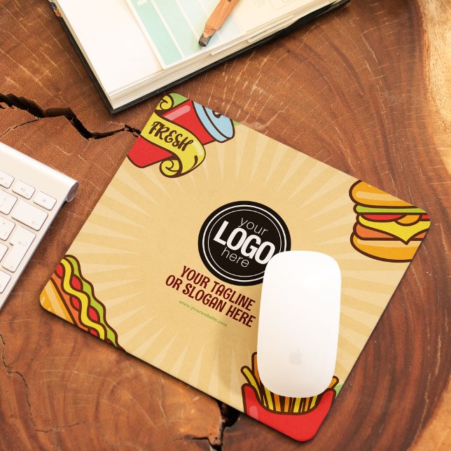 Personalise Business Logo | Hamburger Hotdog Theme Mouse Pad (Creator Uploaded)