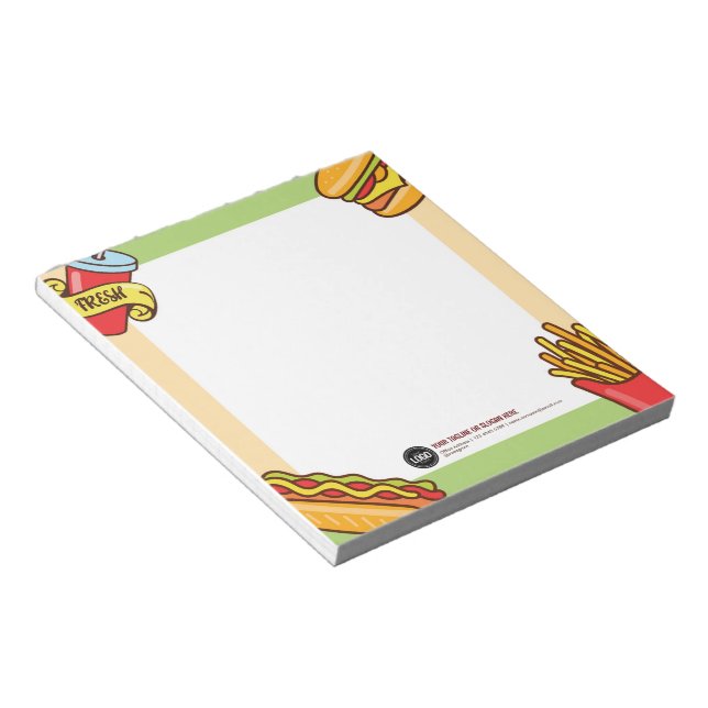 Personalise Business Logo | Hamburger Hotdog Theme Notepad (Angled)
