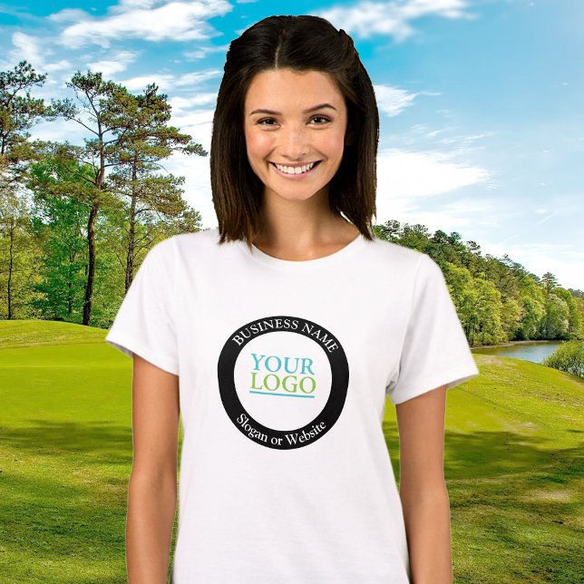 Personalise Business Name Logo Slogan Black Circle T-Shirt (Creator Uploaded)