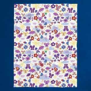 Personalise Butterfly Garden Fun Shapes White Fleece Blanket