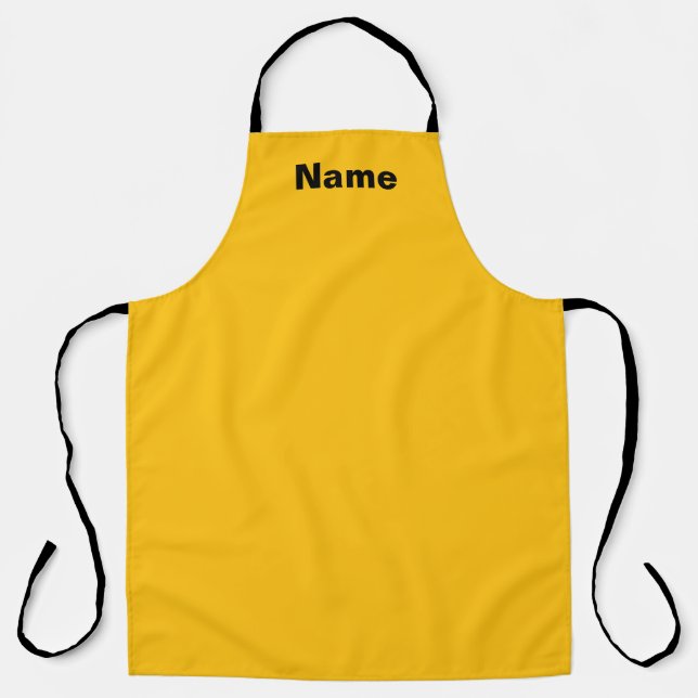 Personalise  Cafe Coffee Shop Yellow  Apron (Front)
