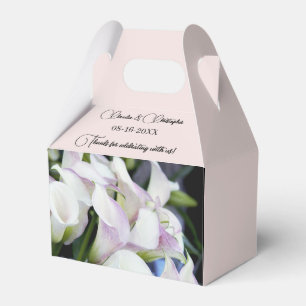 Personalise Calla Lily Foliage Petal Pink Wedding Favour Box