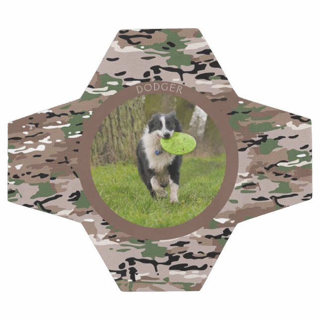 Personalise Camo Dog Name Picture Play Soccer Ball (Flat)