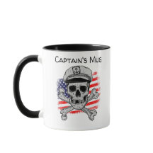 Personalise Captain's Skull Cap  USA Flag