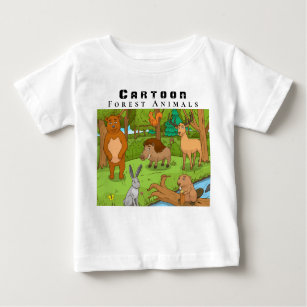 Personalise Cartoon Forest Animals Baby T-Shirt