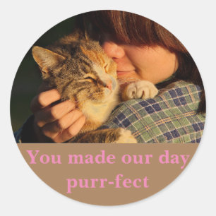 Personalise Cat birthday thankyou  Classic Round Sticker