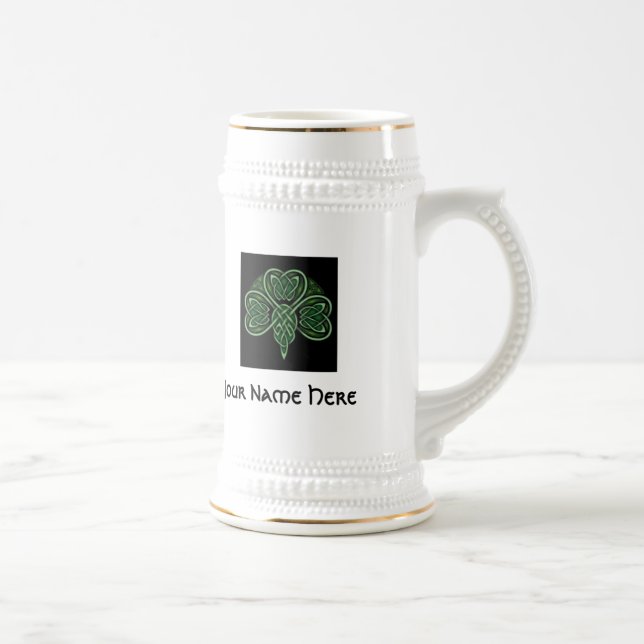 Personalise Celtic Knot Shamrock Stein (Right)