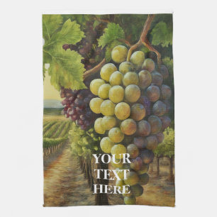 Personalise Change Words Fresh Grapes Fun Vineyard Tea Towel