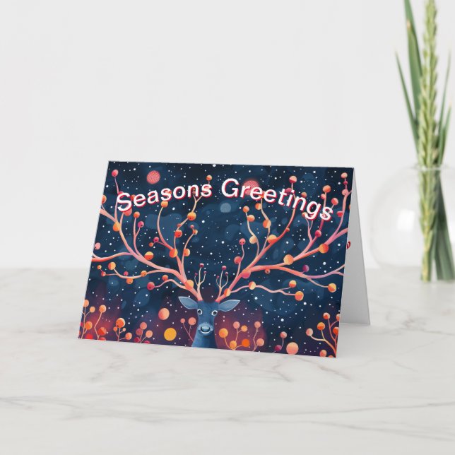 Personalise Charming Deer Christmas Holiday Card (Front)