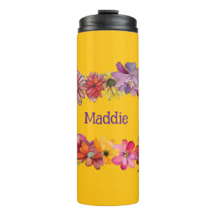 Personalise. Cheerful 70s vibe flower power Thermal Tumbler