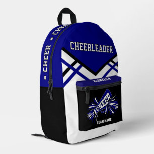 Personalise Cheerleader Blue, Black, White Printed Backpack