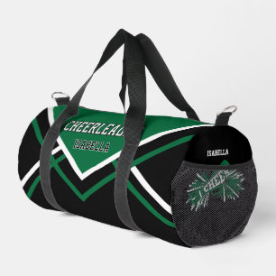 Personalise Cheerleader Green, Black, White Duffle Bag