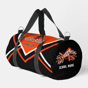 Personalise Cheerleader Orange, Black, White Duffle Bag