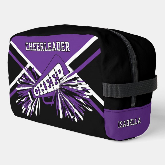 Personalise Cheerleader | Purple, Black, White Dopp Kit (Left Corner)