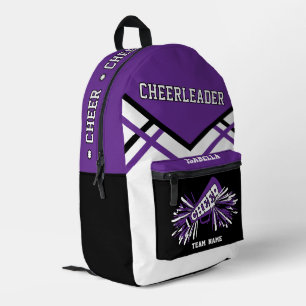 Personalise Cheerleader Purple, Black, White Printed Backpack