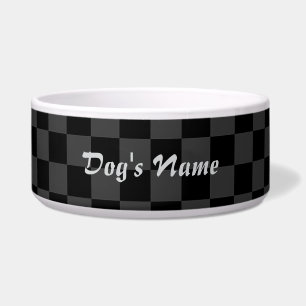 Personalise Chequered Black Grey Large Dog Bed