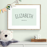 Personalise Child Name Playroom Decor Soft Green