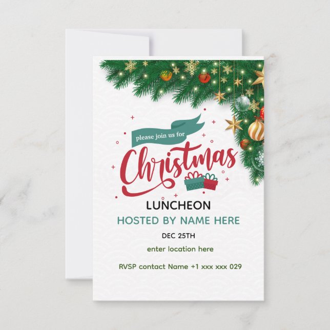 Personalise Christmas Christmas luncheon Invitation (Front)