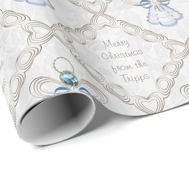 Personalise - Christmas Filigree Angel of Faith Wrapping Paper (Roll Corner)