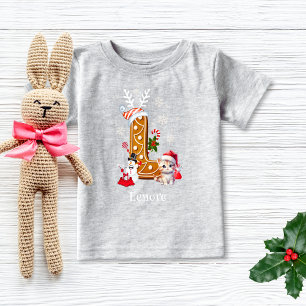 Personalise Christmas Gingerbread Alphabet L Baby T-Shirt
